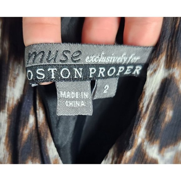 Muse Exclusively For Boston Proper Women's Sz. 2 Silk Leopard Print Maxi Dress - Picture 3 of 8